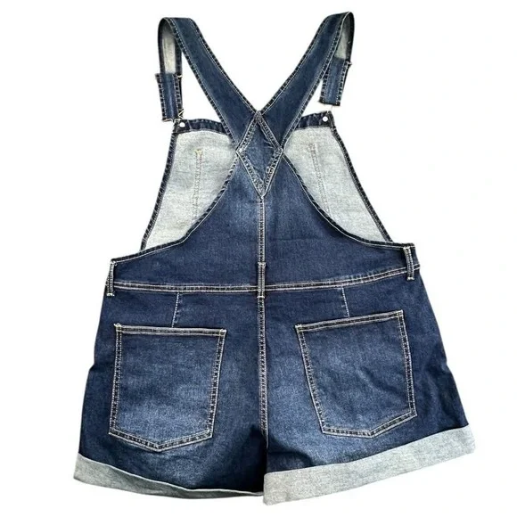 No Boundaries Denim Distressed Ripped Shortalls Overalls Women's XL - Picture 4 of 4